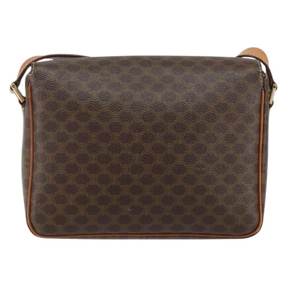 CELINE Macadam Canvas Shoulder Bag Pvc Leather Brown Gold - Picture 3 of 12